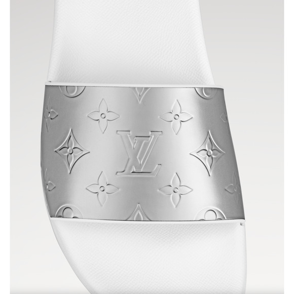 Louis Vuitton Waterfront Mule White Silver Monogram Slide Sandal UK 9 US 10 11 - Picture 10 of 16